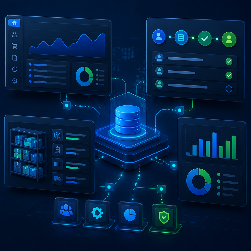 Connected office workflows in a business management dashboard