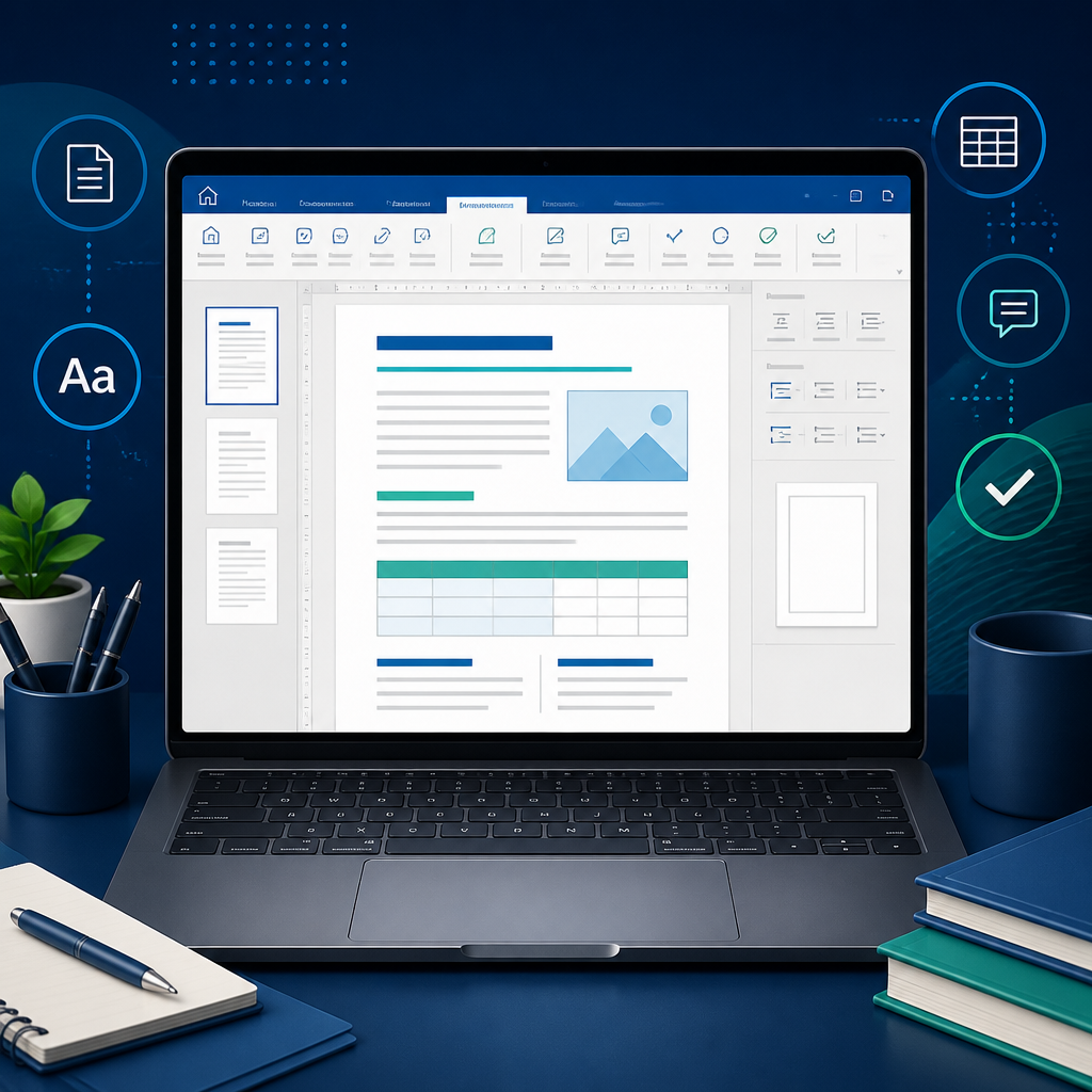 Microsoft Word document with formatting and page layout tools