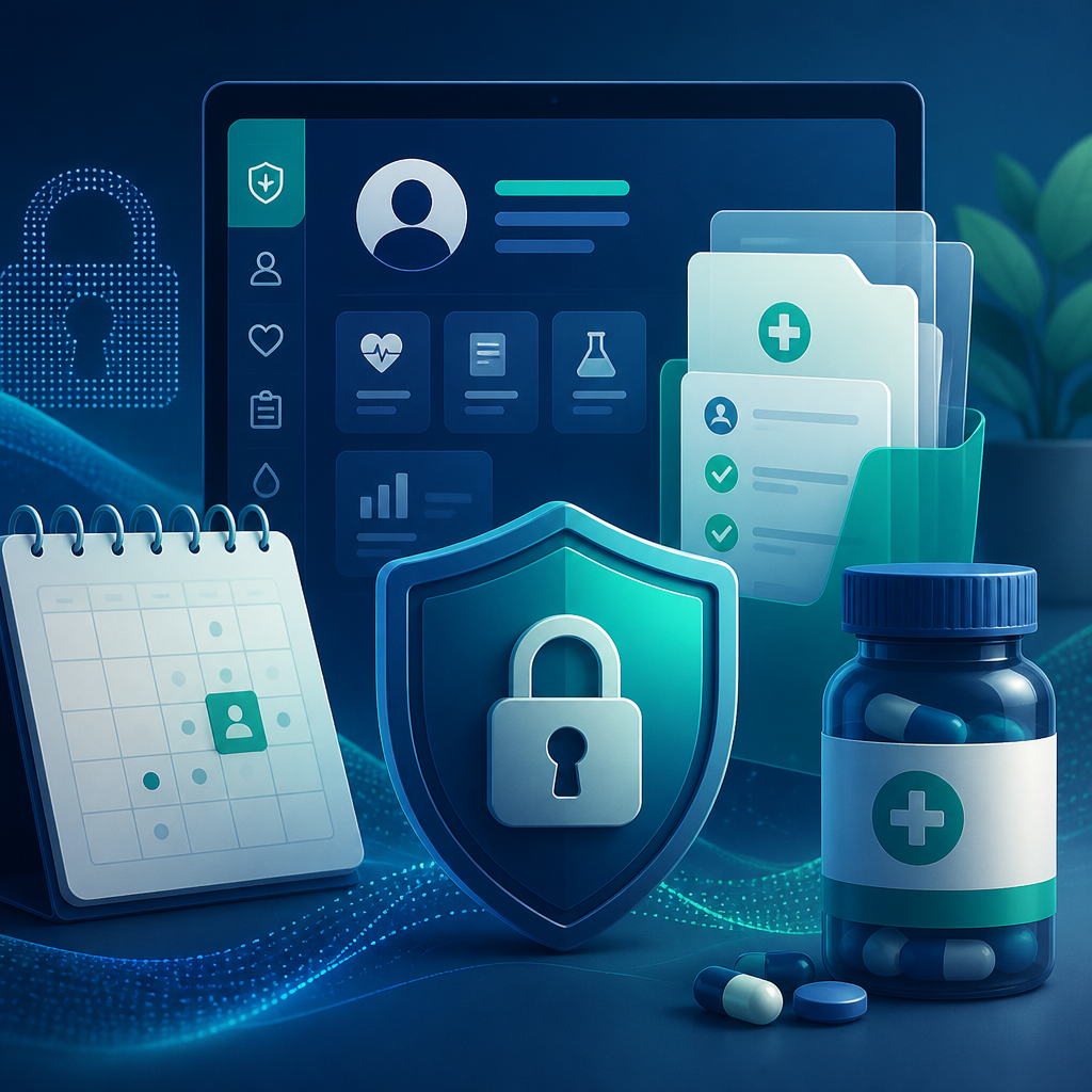 Healthcare portal with appointments and protected patient records