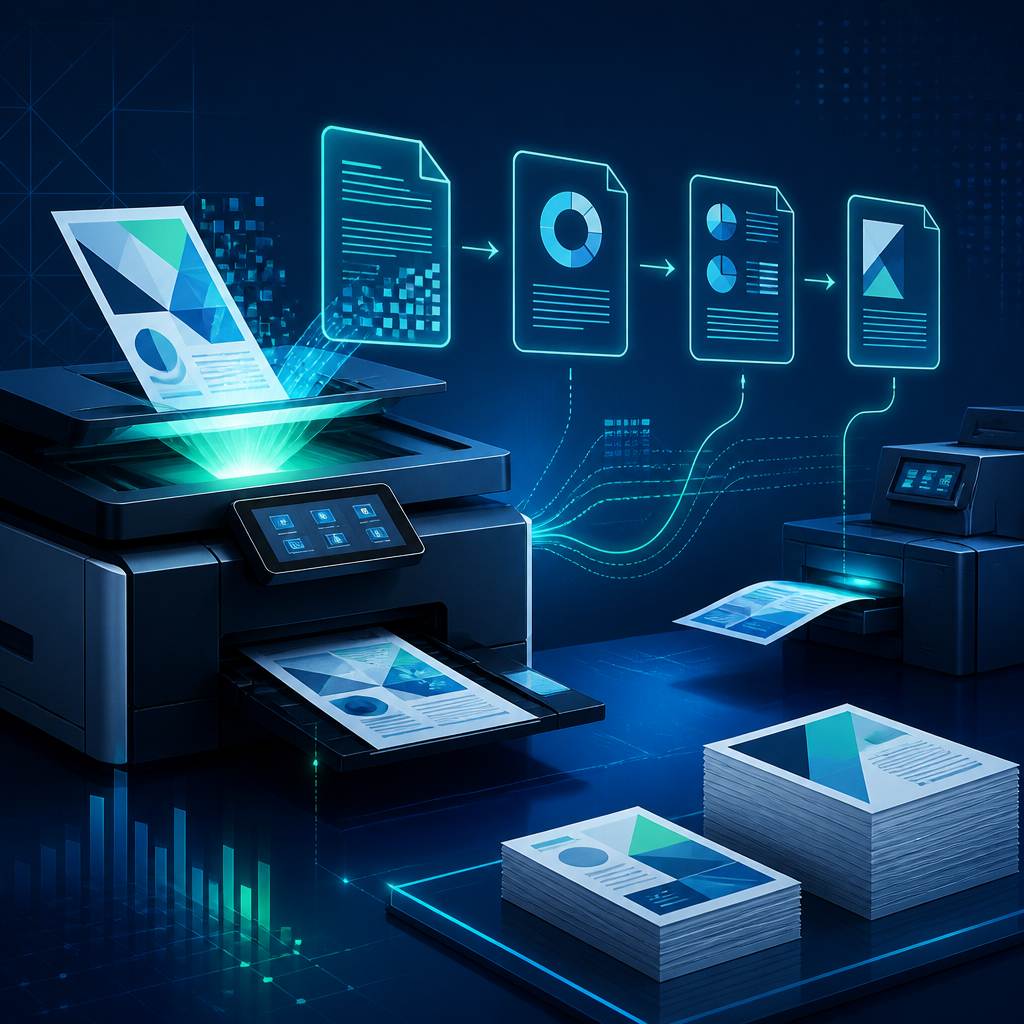 Smart digital production workflow illustration